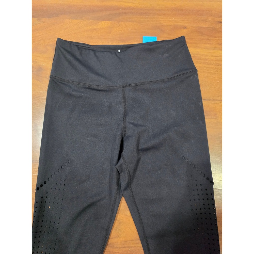 Excellent Senita Athletics Leggings Small Black Laser Cut Perforated Activewear - Picture 3 of 5